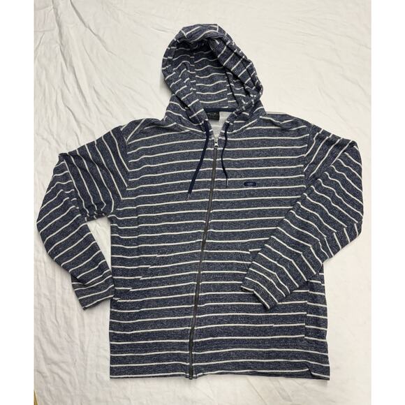 Oakley Full Zipper Hoodie Long Sleeve Navy Blue Striped Men's Size L - Picture 1 of 12